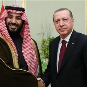 أردوغان يستقبل محمد بن سلمان في مقر إقامته بالرياض