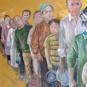 فنان سوري يحول زعماء العالم إلى لاجئين (صور)