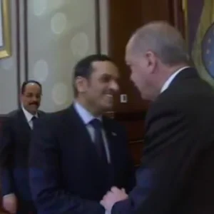 لحظة استقبال الرئيس أردوغان لوزير خارجية قطر