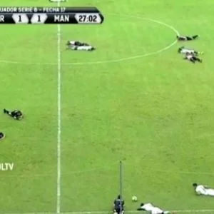 بالفيديو.. انبطاح جماعي للاعبين بعد هجوم جوي غريب