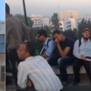 شاهد| 45 مكفوفاً مغربياً يقتحمون وزارة ويهدّدون بالانتحار من فوق السطح .. لهذا السبب