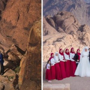 الجنون فنون: عريس مصري وعروسه يحتفلان بزفافهما أعلى جبل موسى على ارتفاع 2286 مترا !! (صور)