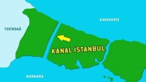 صورة توضيحية لمكان قناة إسطنبول الجديدة.