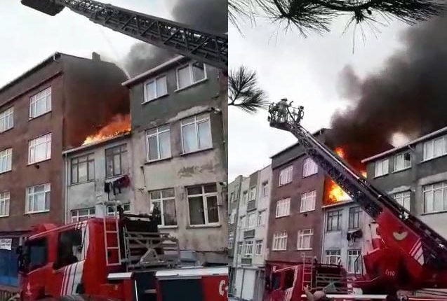 لحظات احتراق الحريق فوق المنزل "دوغان"