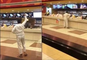 شاهد مسلح بسكين يقتحم مطعماً في العاصمة السعودية وهذا ما فعله