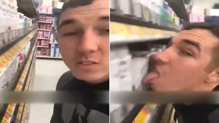 شاب يلعق المنتجات في سوبر ماركت أمريكي لنشر "كورونا" (فيديو) 21