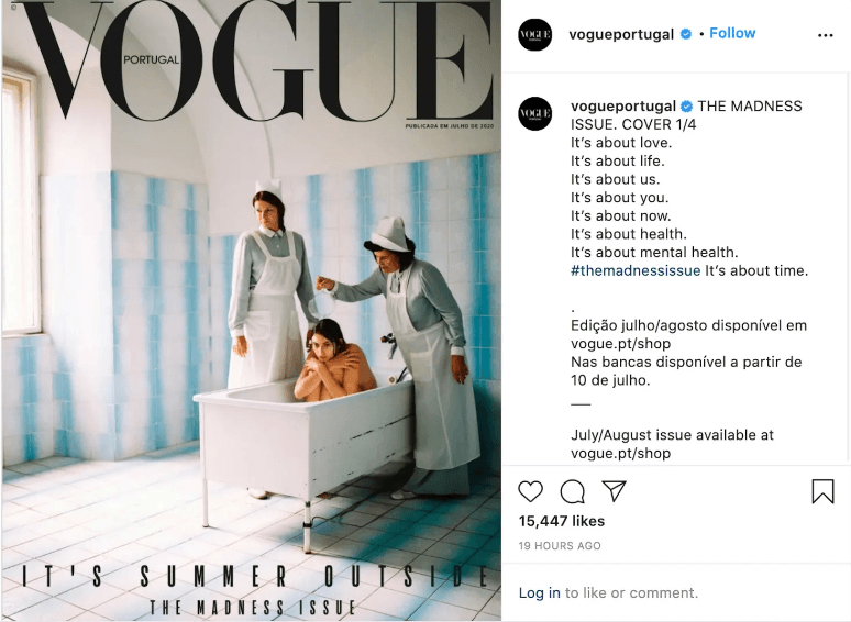 "فوغ" تنشر صورة عارية لمريضة تستحم في مستشفى على غلافها الجديد 2 "فوغ" تنشر صورة عارية لمريضة تستحم في مستشفى على غلافها الجديد 1