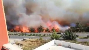 حريق ضخم في ولاية مرسين الساحلية وحالة من الذعر في المكان