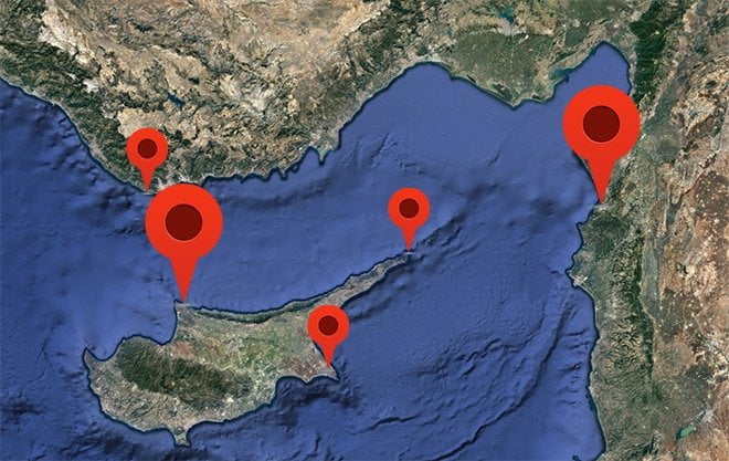 أماكن محطات المراقبة التركية الجديدة في شرقي المتوسط