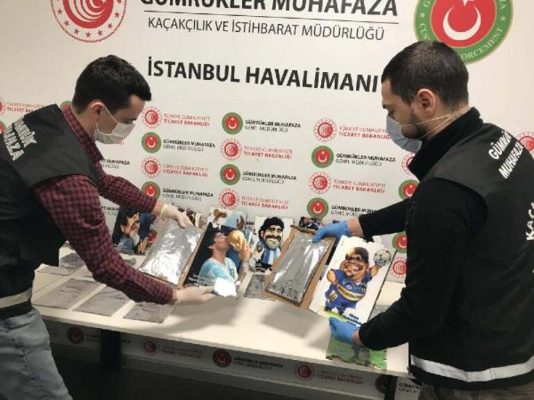 ضبط مخدرات خلف لوحات مارادونا في مطار اسطنبول