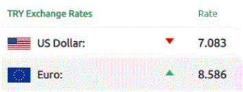 أسعار صرف العملات الرئيسية مقابل الليرة التركية 1