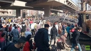 سقوط دعامة أحد الأعمدة بجسر ترسا