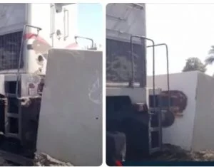 تصادم قطار بالصدادات الخرسانية