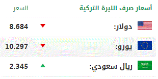 اليوم الاثنين. أسعار صرف العملات الرئيسية مقابل الليرة التركية 1