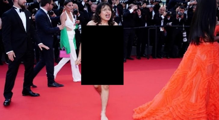 امرأة بدون ملابس تقتحم مهرجان كان السينمائي وتصرخ أمام المصورين! (فيديو) 17