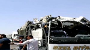 حادث سير لحافلة على متنها 23 سائحا سعوديا في ريزى (فيديو)