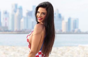 ايفانا نول مكلة جمال كرواتيا بملابس عارية في بث مباشر من قلب قطر