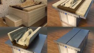 سرير يتحول إلى صندوق لحظة وقوع الزلازل.. والجمهور يشبهه بـ “القبر”