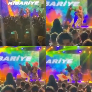 فيديو.. مرافق فنانة تركية يتسبب في سقوطها عن المسرح