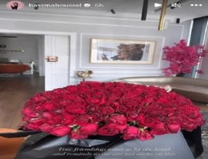 بسمة بوسيل تتلقى باقة ورد كبيرة بعد انفصالها عن تامر حسني.. حبيب جديد أم ماذا؟ 1