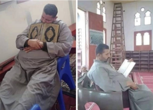 شاهد لحظة وفاة مصري أربعيني داخل مسجد وهو يحتضن المصحف