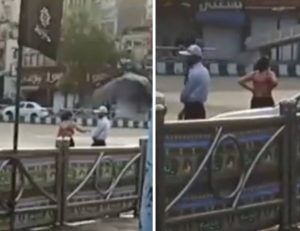فتاة إيرانية تخلع حجابها وتسير شبه عارية في شارع عام “فيديو”
