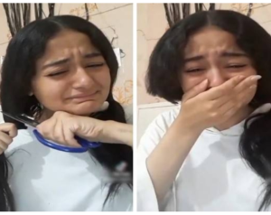 طالبة مصرية تنهار بالدموع وتقص شعرها بعد حصولها على معدل منخفض في الثانوية “فيديو”