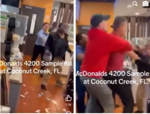 امرأة تلقي إبريق شاي ساخن على موظفة بمطعم ماكدونالدز “فيديو”