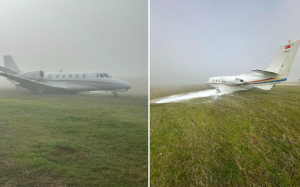 لحظات متوترة في مطار ديار بكر بعد حادث طائرة خاصة