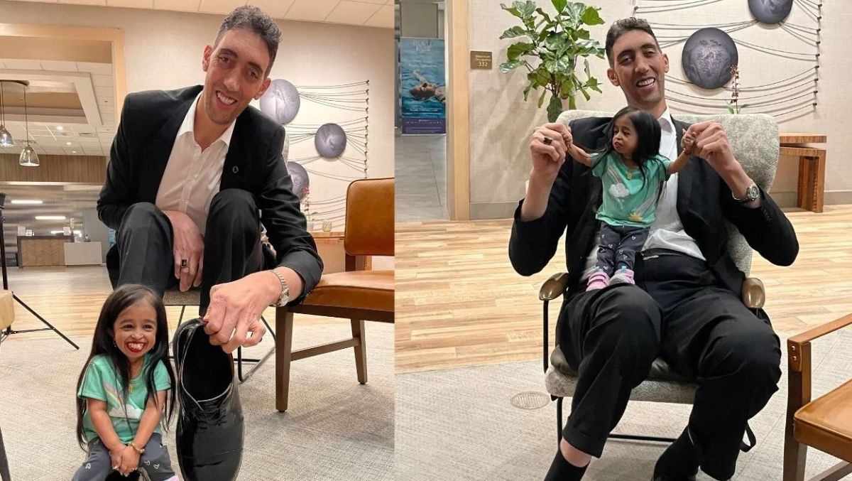 التركي كوسين اطول رجل في العالم يقابل اقصر امراة في العالم 3