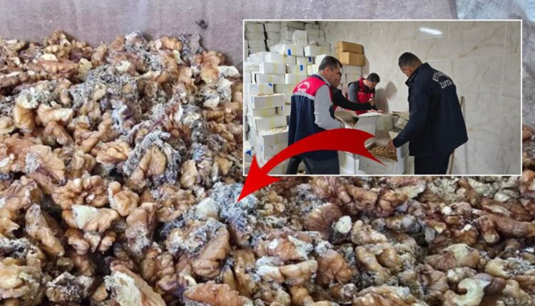 بلدية تركية تضبط أطنانًا من الجوز المليء بالدود في مستودع محل حلويات شهير